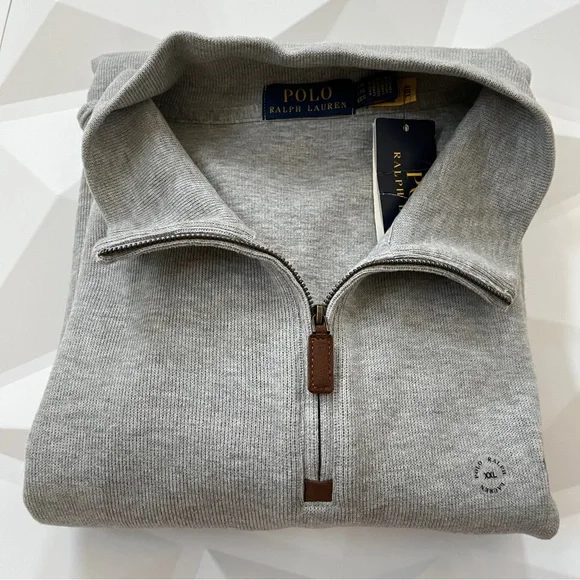 Polo Ralph Lauren Men’s XXL Gray Zip Pullover Sweater Classic-Vintage Look